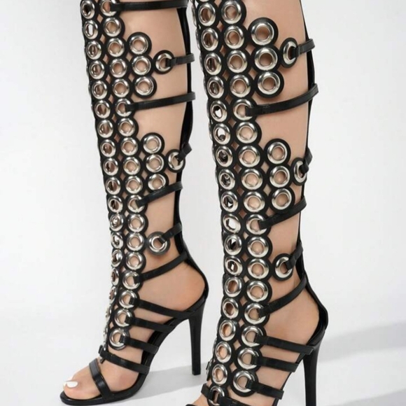 Lalalyn Black Gunmetal Heels Cape Robbin 6.5W - Picture 6 of 8